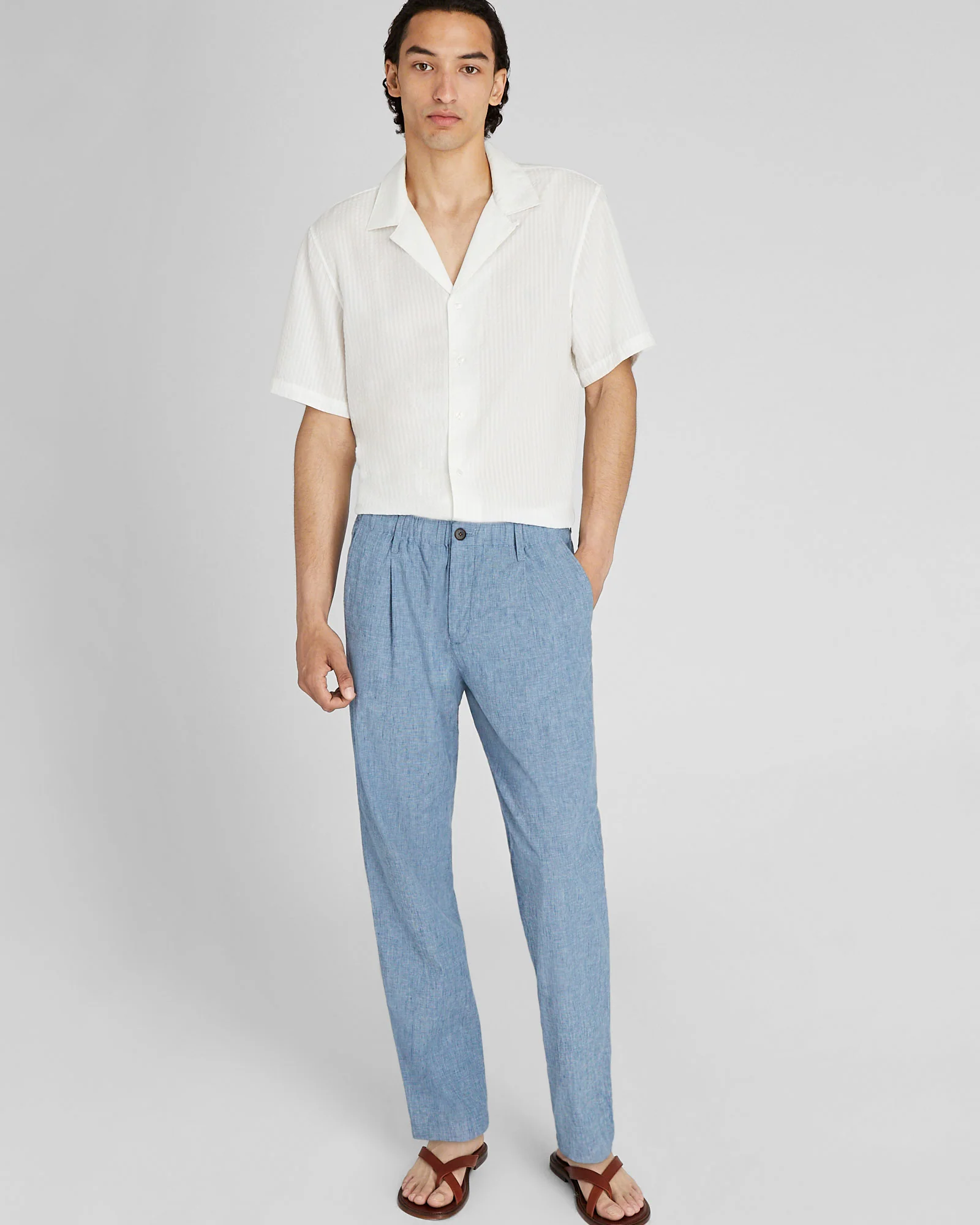 Short Sleeve Camp Collar Seersucker Shirt - Image 7